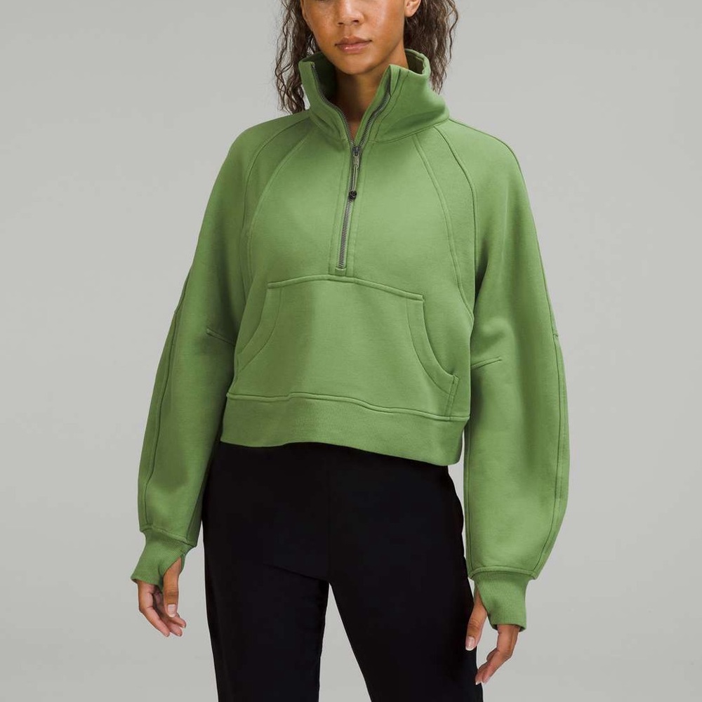 Lululemon Scuba Oversized Funnel Neck Half Zip in Green Foliage